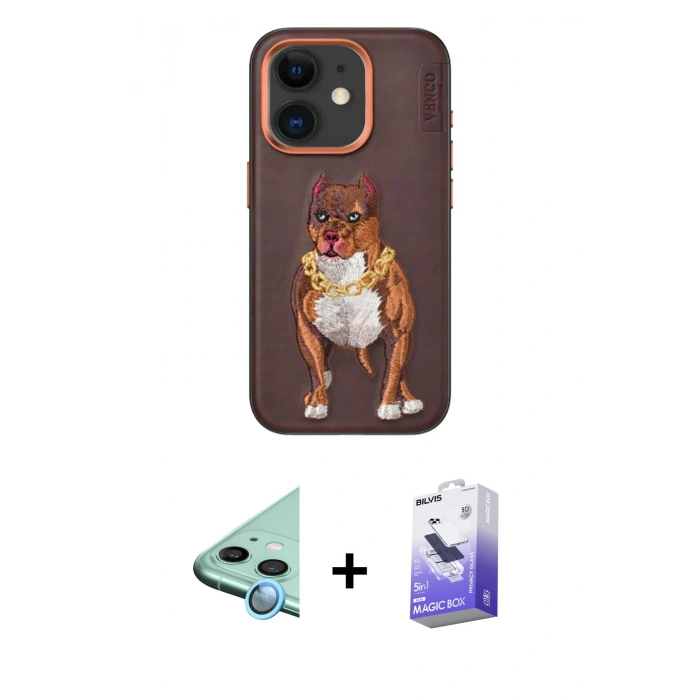 MARSİLYAN™- iPhone 11 Kılıf Nova Form Koleksiyonu - Siyah Bilvis 5in1 5D Magic Hayalet Cam Ekran Koruyucu + Raze Metal Kamera Lens - MI