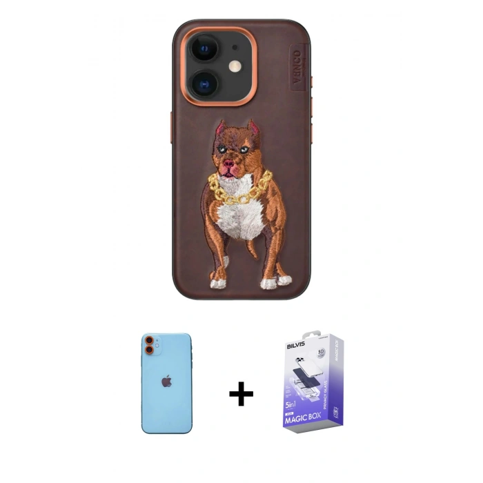MARSİLYAN™- iPhone 11 Kılıf Nova Form Koleksiyonu - Siyah Bilvis 5in1 5D Magic Hayalet Cam Ekran Koruyucu + Neon Fosforlu Kamera Lens - TU