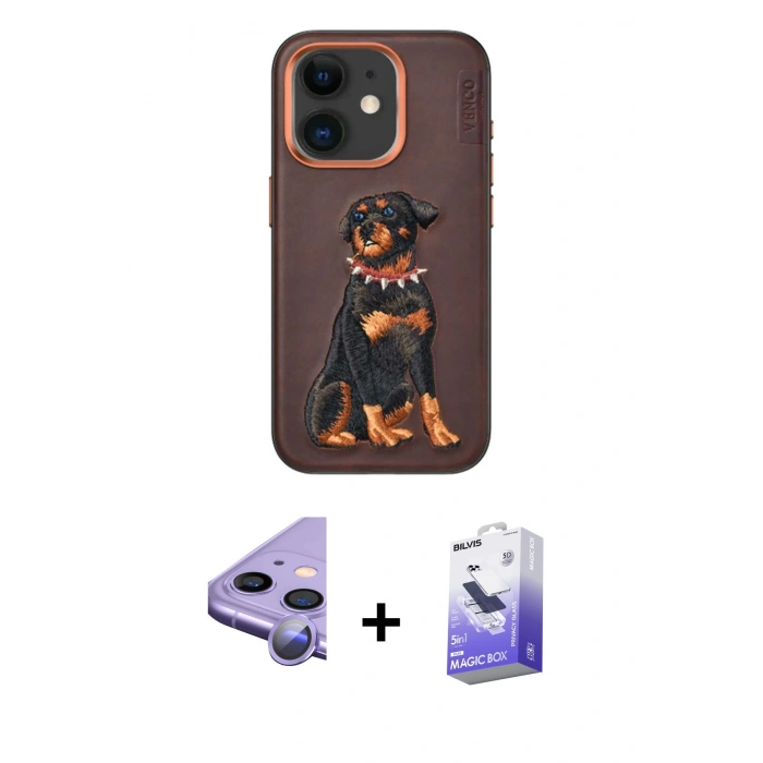 MARSİLYAN™- iPhone 11 Kılıf Nova Form Koleksiyonu - Siyah Bilvis 5in1 5D Magic Hayalet Cam Ekran Koruyucu + Raze Metal Kamera Lens - MR