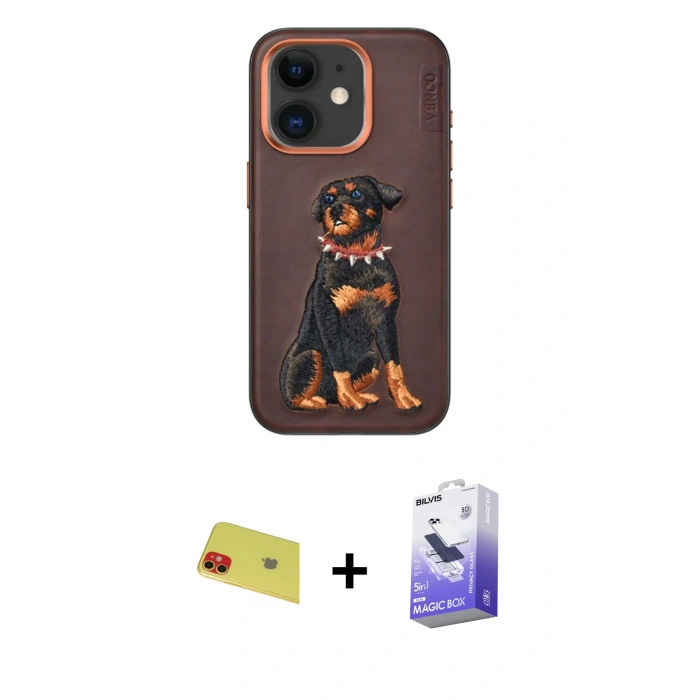 MARSİLYAN™- iPhone 11 Kılıf Nova Form Koleksiyonu - Siyah Bilvis 5in1 5D Magic Hayalet Cam Ekran Koruyucu + Rainbow Kamera Lens Koruma Cam - KI