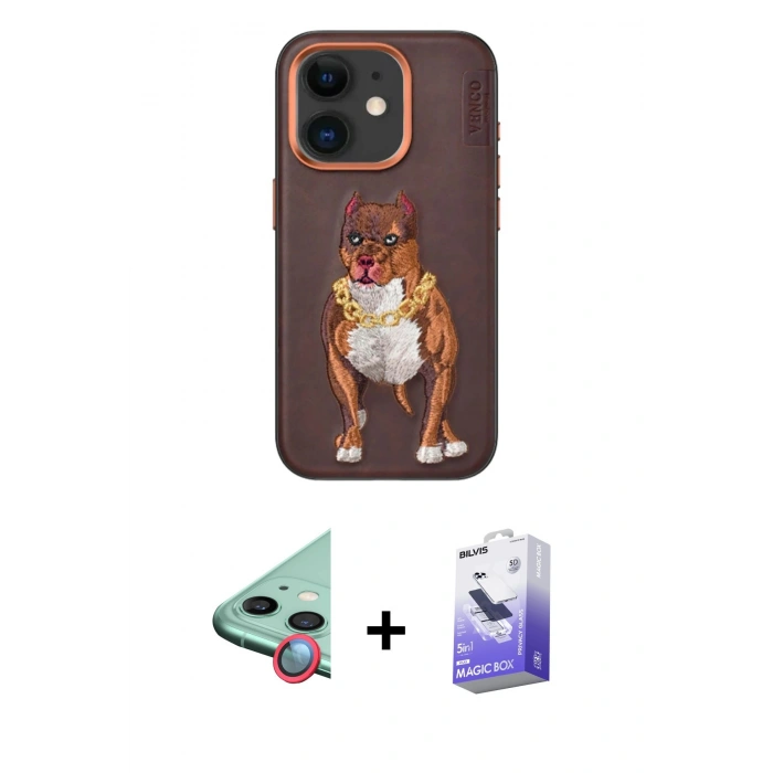 MARSİLYAN™- iPhone 11 Kılıf Nova Form Koleksiyonu - Siyah Bilvis 5in1 5D Magic Hayalet Cam Ekran Koruyucu + Raze Metal Kamera Lens - KI