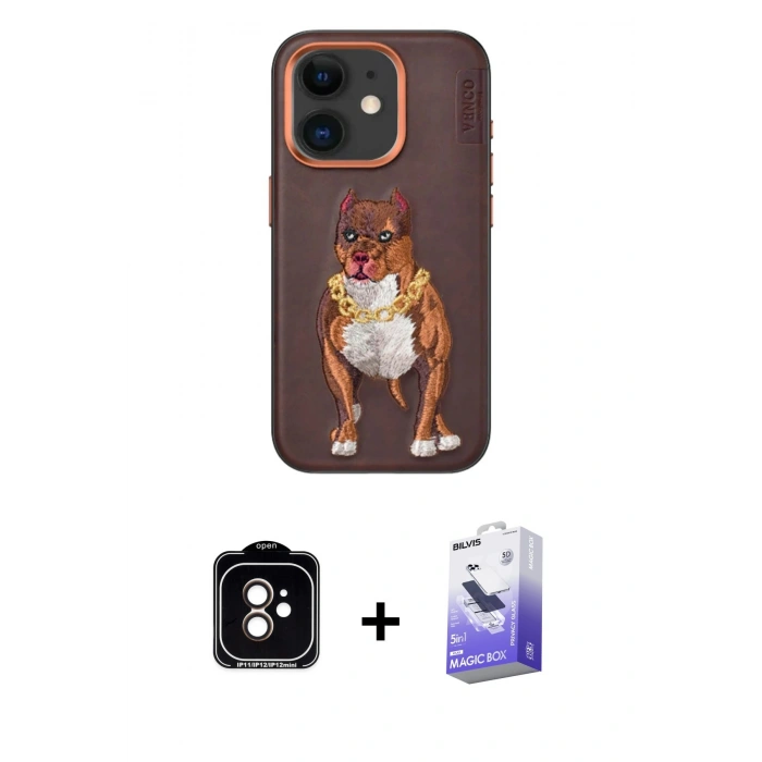 MARSİLYAN™- iPhone 11 Kılıf Nova Form Koleksiyonu - Siyah Bilvis 5in1 5D Magic Hayalet Cam Ekran Koruyucu + PVD Metal Kamera Lens - TU