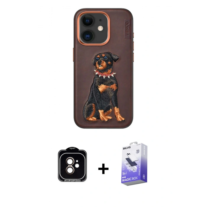 MARSİLYAN™- iPhone 11 Kılıf Nova Form Koleksiyonu - Siyah Bilvis 5in1 5D Magic Hayalet Cam Ekran Koruyucu + PVD Metal Kamera Lens - TU