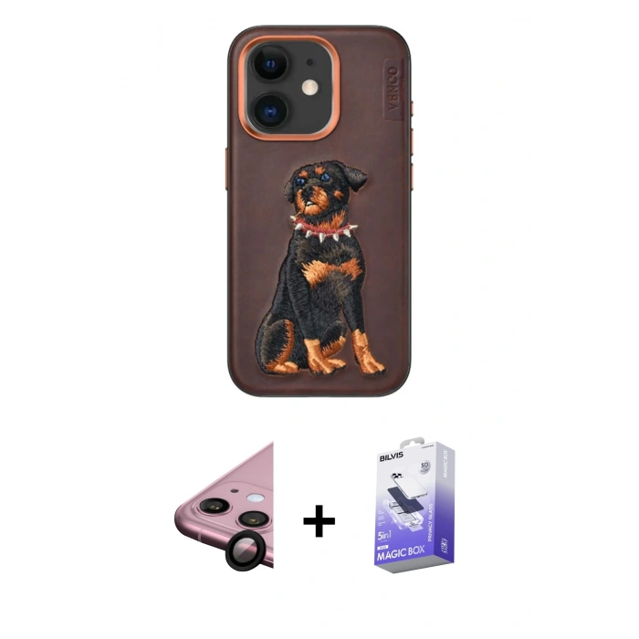 MARSİLYAN™- iPhone 11 Kılıf Nova Form Koleksiyonu - Siyah Bilvis 5in1 5D Magic Hayalet Cam Ekran Koruyucu + Siyah Raze Metal Kamera Lens