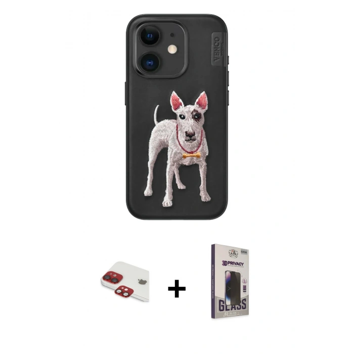 MARSİLYAN™- iPhone 11 Kılıf Nova Form Koleksiyonu - Siyah Bilvis Hayalet Cam Ekran Koruyucu + Pers Alüminyum Kamera Lens - KI