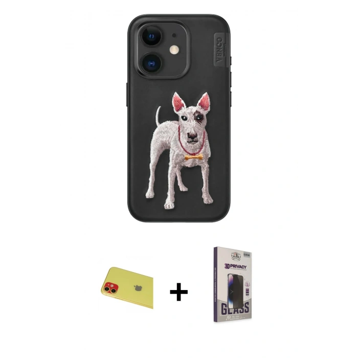 MARSİLYAN™- iPhone 11 Kılıf Nova Form Koleksiyonu - Siyah Bilvis Hayalet Cam Ekran Koruyucu + Rainbow Kamera Lens Koruma Cam - KI