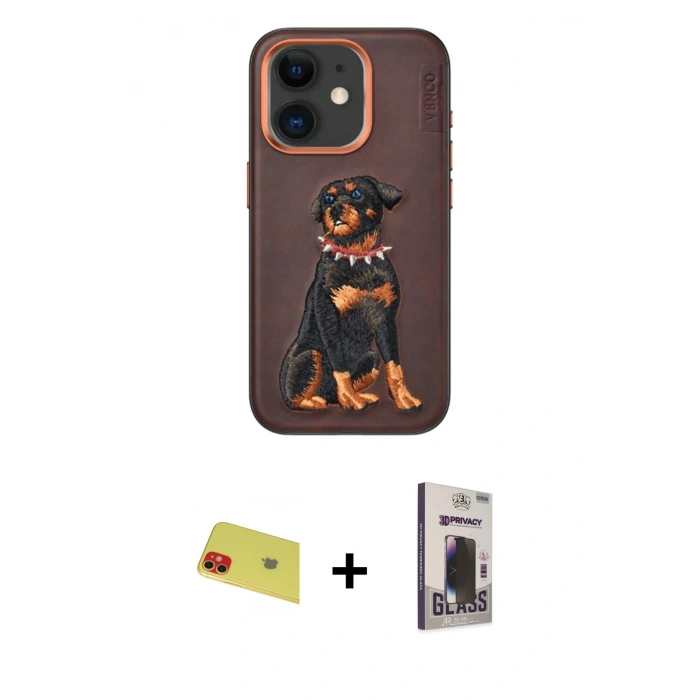 MARSİLYAN™- iPhone 11 Kılıf Nova Form Koleksiyonu - Siyah Bilvis Hayalet Cam Ekran Koruyucu + Rainbow Kamera Lens Koruma Cam - KI