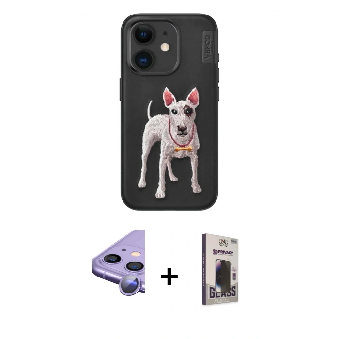 MARSİLYAN™- iPhone 11 Kılıf Nova Form Koleksiyonu - Siyah Bilvis Hayalet Cam Ekran Koruyucu + Raze Metal Kamera Lens - MR