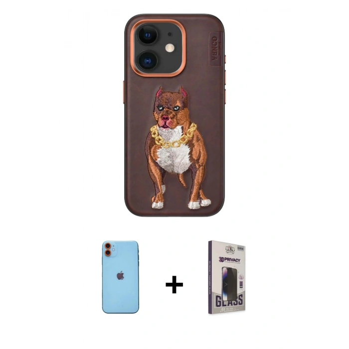 MARSİLYAN™- iPhone 11 Kılıf Nova Form Koleksiyonu - Siyah Bilvis Hayalet Cam Ekran Koruyucu + Neon Fosforlu Kamera Lens - TU
