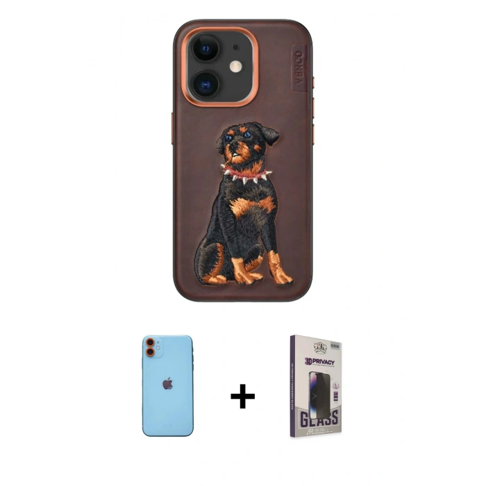 MARSİLYAN™- iPhone 11 Kılıf Nova Form Koleksiyonu - Siyah Bilvis Hayalet Cam Ekran Koruyucu + Neon Fosforlu Kamera Lens - TU