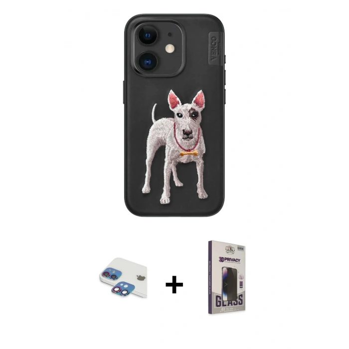 MARSİLYAN™- iPhone 11 Kılıf Nova Form Koleksiyonu - Siyah Bilvis Hayalet Cam Ekran Koruyucu + Pers Alüminyum Kamera Lens - GI