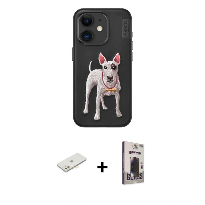 MARSİLYAN™- iPhone 11 Kılıf Nova Form Koleksiyonu - Siyah Bilvis Hayalet Cam Ekran Koruyucu + Renkli Kamera Lens Koruma Cam - TU