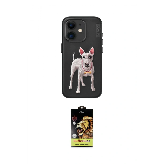 MARSİLYAN™- iPhone 11 Kılıf Nova Form Koleksiyonu - Siyah Buffer Cam Ekran Koruyucu