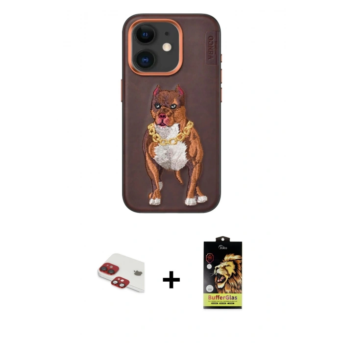 MARSİLYAN™- iPhone 11 Kılıf Nova Form Koleksiyonu - Siyah Buffer Cam Ekran Koruyucu + Kırmızı Pers Alüminyum Kamera Lens