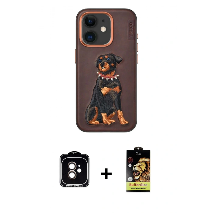 MARSİLYAN™- iPhone 11 Kılıf Nova Form Koleksiyonu - Siyah Buffer Cam Ekran Koruyucu + PVD Metal Kamera Lens - TU