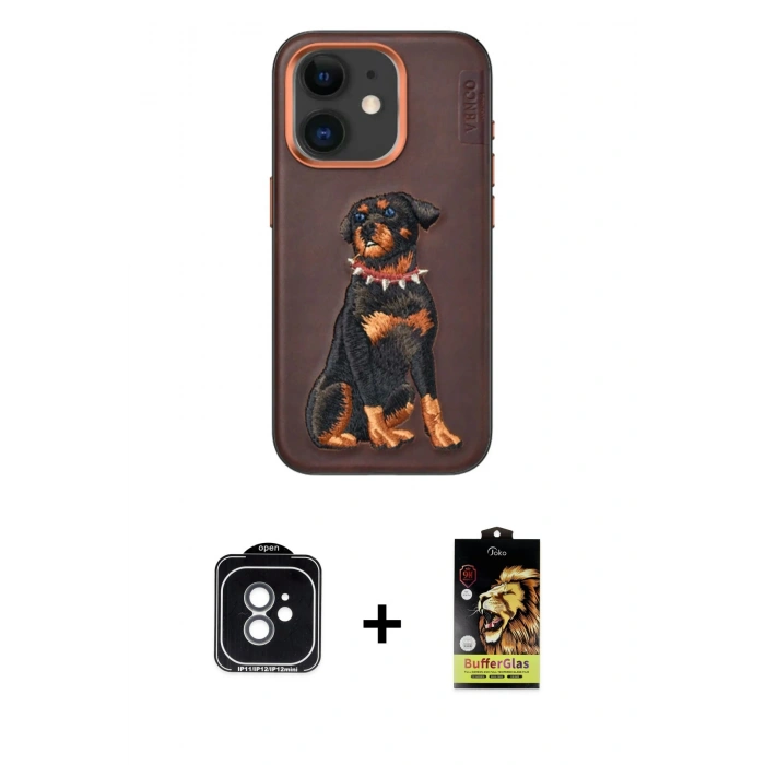 MARSİLYAN™- iPhone 11 Kılıf Nova Form Koleksiyonu - Siyah Buffer Cam Ekran Koruyucu + PVD Metal Kamera Lens - YL