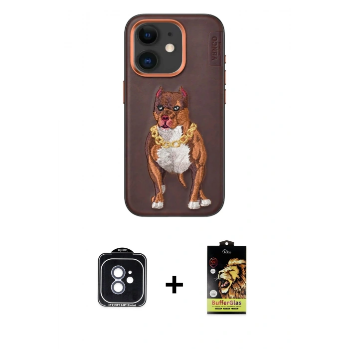 MARSİLYAN™- iPhone 11 Kılıf Nova Form Koleksiyonu - Siyah Buffer Cam Ekran Koruyucu + PVD Metal Kamera Lens - MI