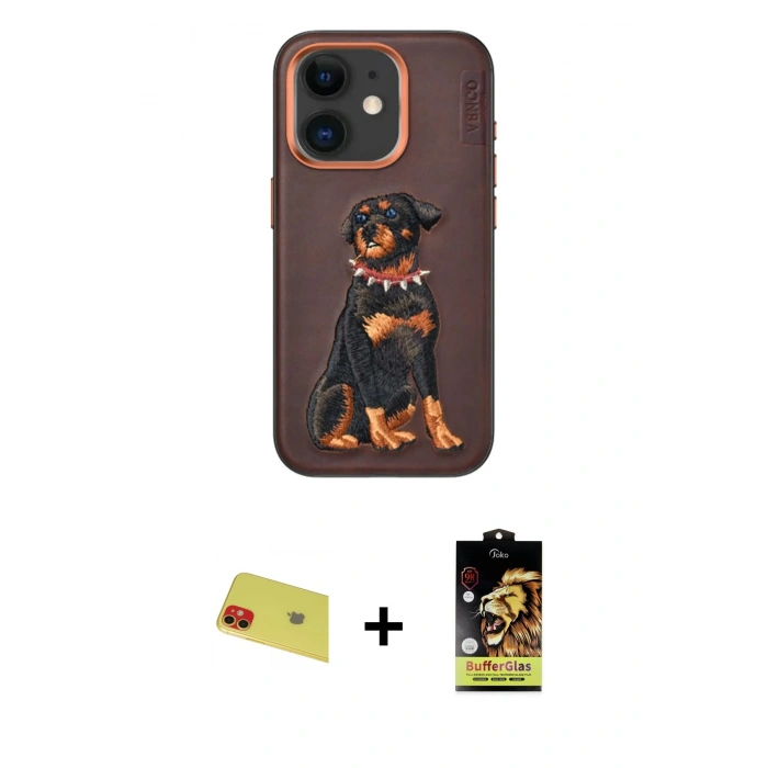 MARSİLYAN™- iPhone 11 Kılıf Nova Form Koleksiyonu - Siyah Buffer Cam Ekran Koruyucu + Rainbow Kamera Lens Koruma Cam - KI