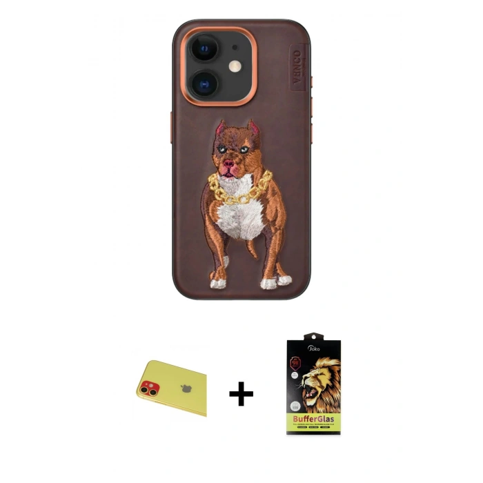 MARSİLYAN™- iPhone 11 Kılıf Nova Form Koleksiyonu - Siyah Buffer Cam Ekran Koruyucu + Rainbow Kamera Lens Koruma Cam - KI