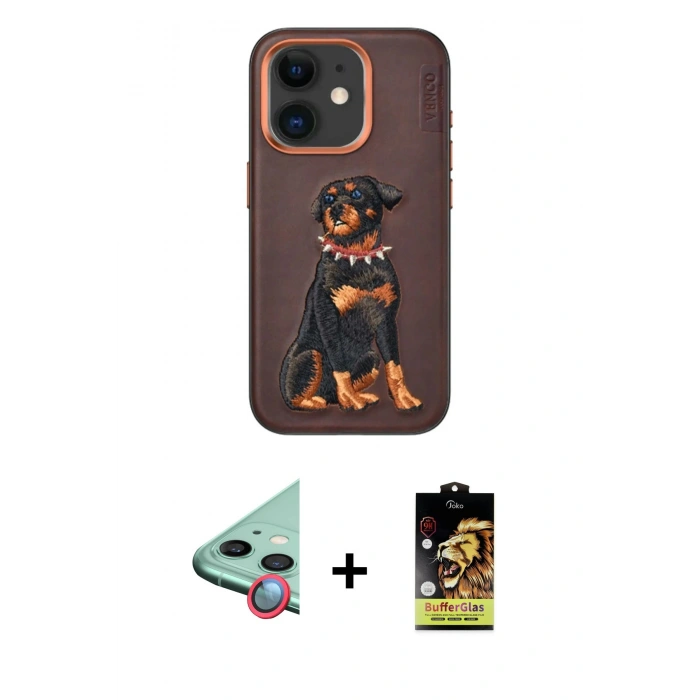 MARSİLYAN™- iPhone 11 Kılıf Nova Form Koleksiyonu - Siyah Buffer Cam Ekran Koruyucu + Raze Metal Kamera Lens - KI