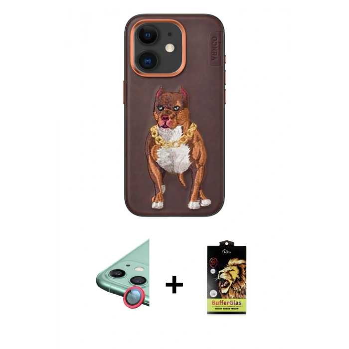 MARSİLYAN™- iPhone 11 Kılıf Nova Form Koleksiyonu - Siyah Buffer Cam Ekran Koruyucu + Raze Metal Kamera Lens - KI