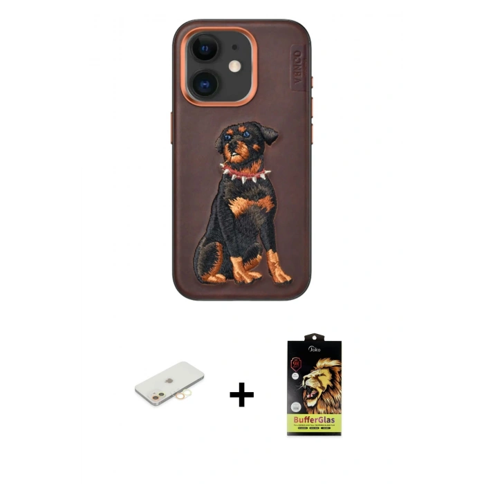 MARSİLYAN™- iPhone 11 Kılıf Nova Form Koleksiyonu - Siyah Buffer Cam Ekran Koruyucu + Renkli Kamera Lens Koruma Cam - SI