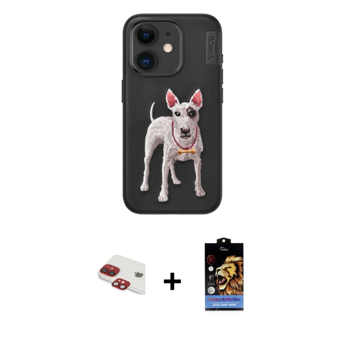 MARSİLYAN™- iPhone 11 Kılıf Nova Form Koleksiyonu - Siyah Buffer Hayalet Cam Ekran Koruyucu + Pers Alüminyum Kamera Lens - KI