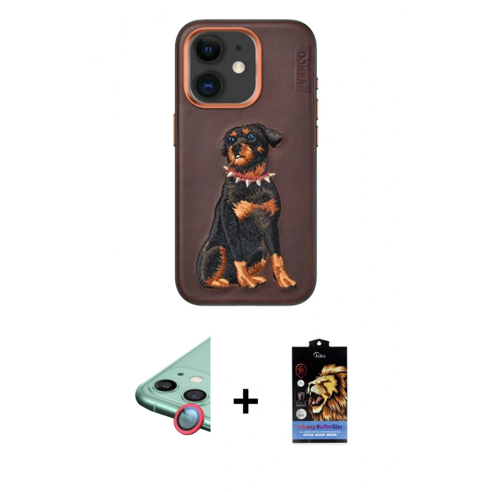 MARSİLYAN™- iPhone 11 Kılıf Nova Form Koleksiyonu - Siyah Buffer Hayalet Cam Ekran Koruyucu + Raze Metal Kamera Lens - KI