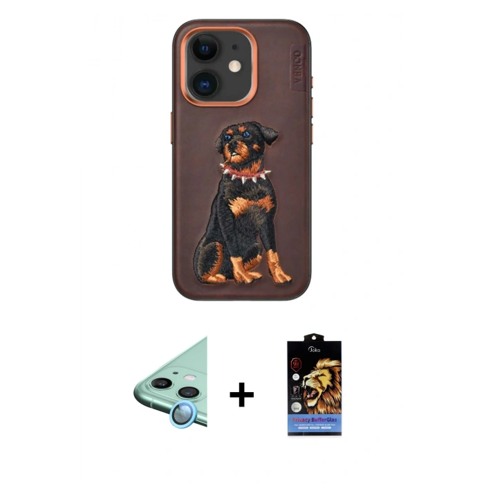MARSİLYAN™- iPhone 11 Kılıf Nova Form Koleksiyonu - Siyah Buffer Hayalet Cam Ekran Koruyucu + Raze Metal Kamera Lens - MI