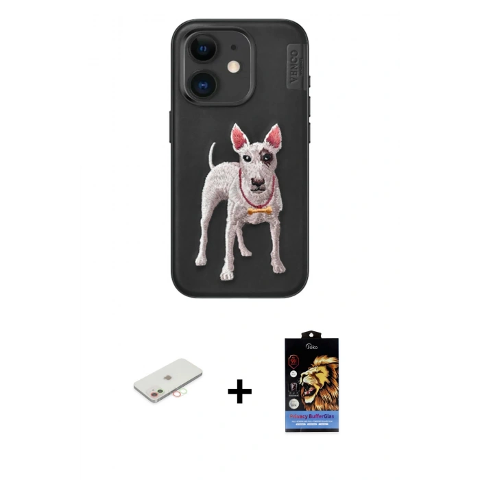 MARSİLYAN™- iPhone 11 Kılıf Nova Form Koleksiyonu - Siyah Buffer Hayalet Cam Ekran Koruyucu + Renkli Kamera Lens Koruma Cam - YL