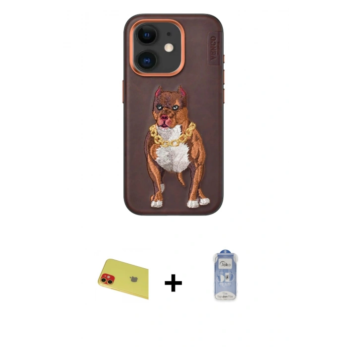 MARSİLYAN™- iPhone 11 Kılıf Nova Form Koleksiyonu - Siyah Joko Magic 5D Cam + Kırmızı Rainbow Kamera Lens Koruma Cam