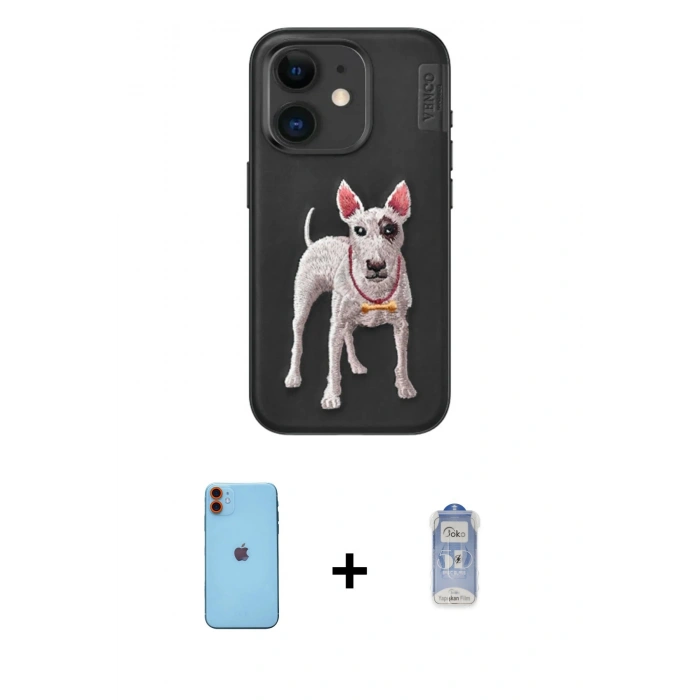 MARSİLYAN™- iPhone 11 Kılıf Nova Form Koleksiyonu - Siyah Joko Magic 5D Cam + Neon Fosforlu Kamera Lens - TU