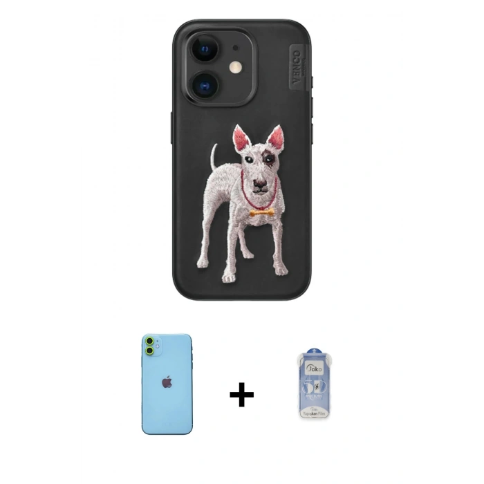 MARSİLYAN™- iPhone 11 Kılıf Nova Form Koleksiyonu - Siyah Joko Magic 5D Cam + Neon Fosforlu Kamera Lens - YL