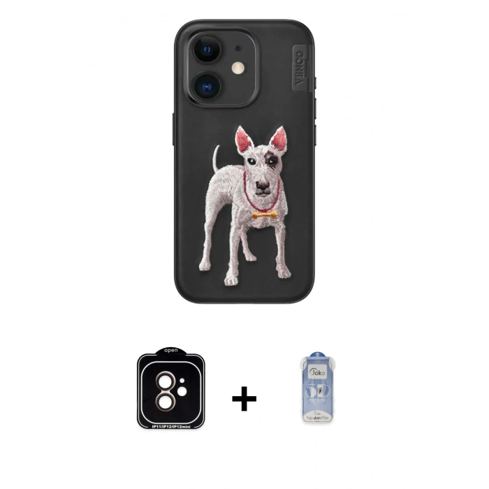 MARSİLYAN™- iPhone 11 Kılıf Nova Form Koleksiyonu - Siyah Joko Magic 5D Cam + PVD Metal Kamera Lens - TU