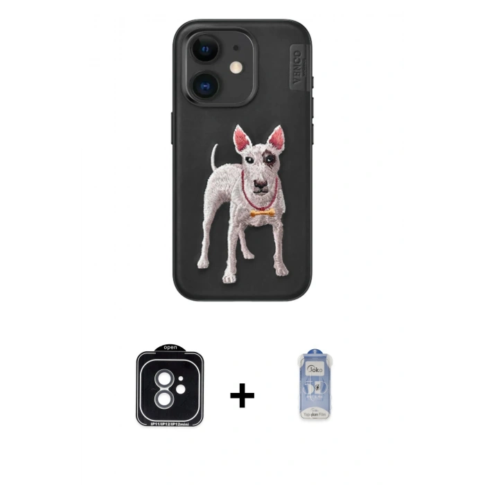 MARSİLYAN™- iPhone 11 Kılıf Nova Form Koleksiyonu - Siyah Joko Magic 5D Cam + PVD Metal Kamera Lens - YL