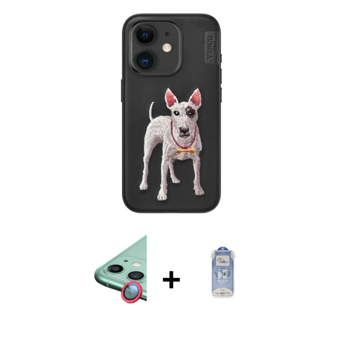 MARSİLYAN™- iPhone 11 Kılıf Nova Form Koleksiyonu - Siyah Joko Magic 5D Cam + Raze Metal Kamera Lens - KI