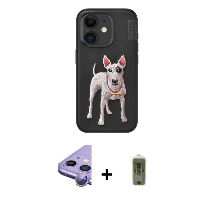 MARSİLYAN™- iPhone 11 Kılıf Nova Form Koleksiyonu - Siyah Joko Magic 5D Hayalet Cam + Mor Raze Metal Kamera Lens