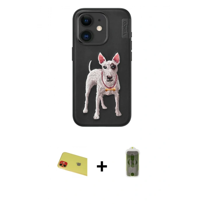 MARSİLYAN™- iPhone 11 Kılıf Nova Form Koleksiyonu - Siyah Joko Magic 5D Hayalet Cam + Rainbow Kamera Lens Koruma Cam - KI