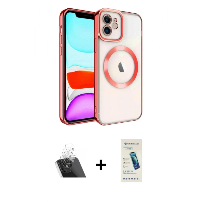 MARSİLYAN™- iPhone 11 Kılıf Nova Işık Özel Seri - Şeffaf Pasifik Cam Ekran Koruyucu + Kamera Lens Koruma Cam - SF