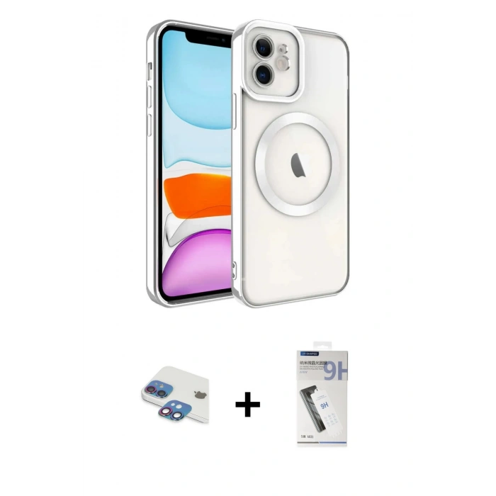 MARSİLYAN™- iPhone 11 Kılıf Nova Işık Özel Seri - Şeffaf Uv Polymer Nano Ekran Koruyucu + Pers Alüminyum Kamera Lens - GI