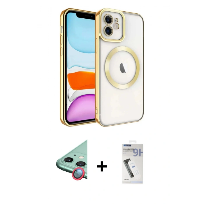 MARSİLYAN™- iPhone 11 Kılıf Nova Işık Özel Seri - Şeffaf Uv Polymer Nano Ekran Koruyucu + Raze Metal Kamera Lens - KI