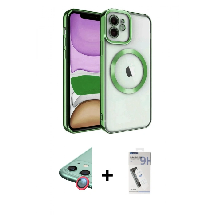 MARSİLYAN™- iPhone 11 Kılıf Nova Işık Özel Seri - Şeffaf Uv Polymer Nano Ekran Koruyucu + Raze Metal Kamera Lens - KI