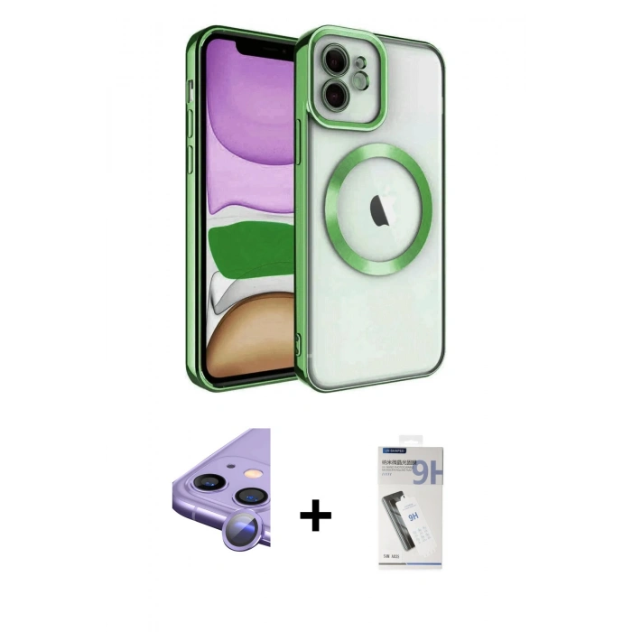 MARSİLYAN™- iPhone 11 Kılıf Nova Işık Özel Seri - Şeffaf Uv Polymer Nano Ekran Koruyucu + Raze Metal Kamera Lens - MR