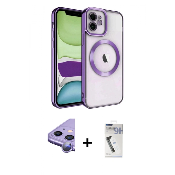MARSİLYAN™- iPhone 11 Kılıf Nova Işık Özel Seri - Şeffaf Uv Polymer Nano Ekran Koruyucu + Raze Metal Kamera Lens - MR