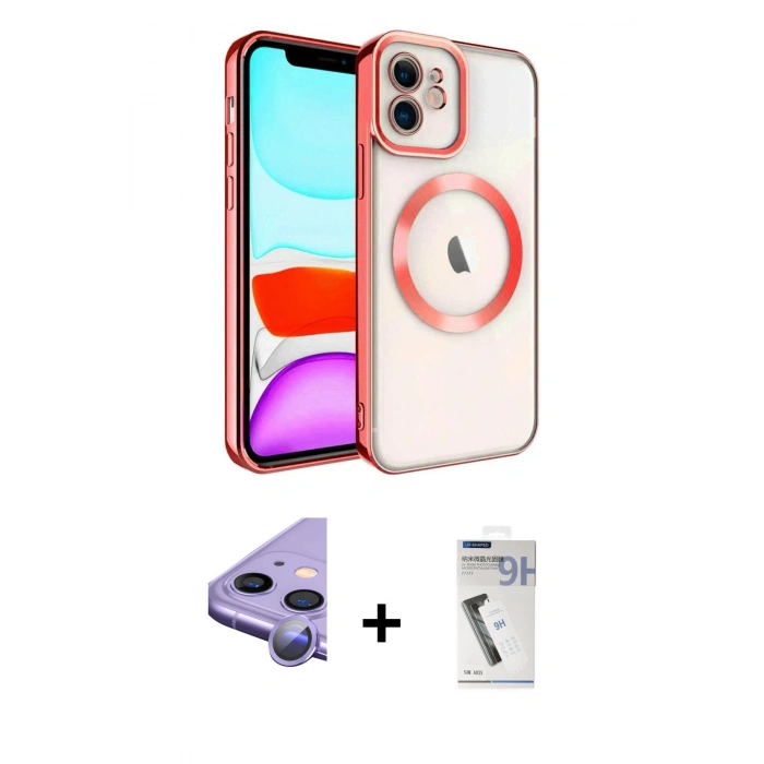 MARSİLYAN™- iPhone 11 Kılıf Nova Işık Özel Seri - Şeffaf Uv Polymer Nano Ekran Koruyucu + Raze Metal Kamera Lens - MR