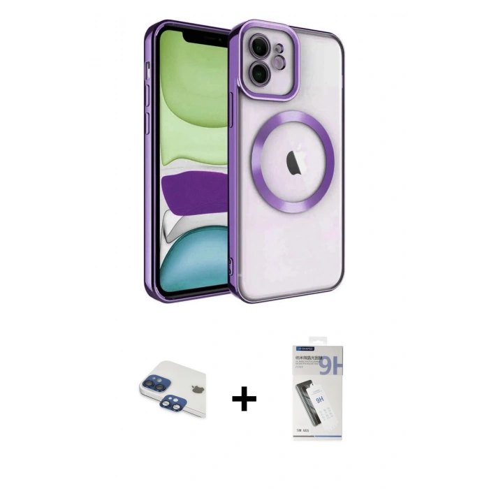 MARSİLYAN™- iPhone 11 Kılıf Nova Işık Özel Seri - Şeffaf Uv Polymer Nano Ekran Koruyucu + Pers Alüminyum Kamera Lens - LT