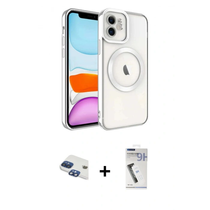 MARSİLYAN™- iPhone 11 Kılıf Nova Işık Özel Seri - Şeffaf Uv Polymer Nano Ekran Koruyucu + Pers Alüminyum Kamera Lens - LT