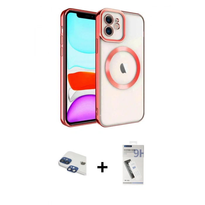 MARSİLYAN™- iPhone 11 Kılıf Nova Işık Özel Seri - Şeffaf Uv Polymer Nano Ekran Koruyucu + Pers Alüminyum Kamera Lens - LT