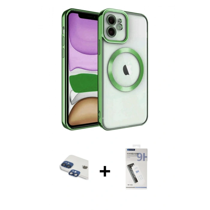 MARSİLYAN™- iPhone 11 Kılıf Nova Işık Özel Seri - Şeffaf Uv Polymer Nano Ekran Koruyucu + Pers Alüminyum Kamera Lens - LT