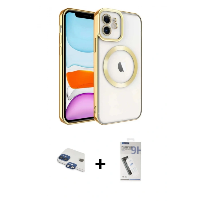 MARSİLYAN™- iPhone 11 Kılıf Nova Işık Özel Seri - Şeffaf Uv Polymer Nano Ekran Koruyucu + Pers Alüminyum Kamera Lens - LT